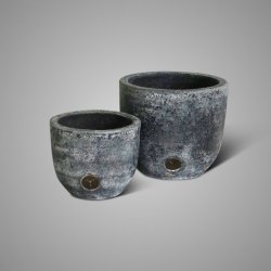 Set Of 2 Planters Medium Basalt D.20-15 H.17-12