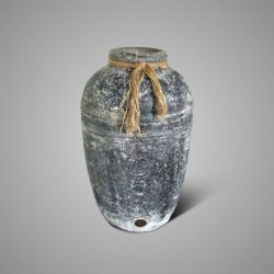 Vase Huge Two Lines With Rope Basalt D.28 H.45