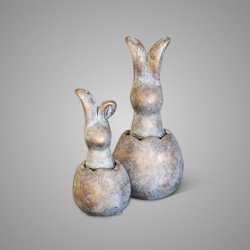 Set Of 2 Rabbits Out Of Egg Jewel D.9-7 H.19-15