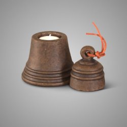 Tealightcup Jinglebell with Leather Rope Majestic Brown M D.