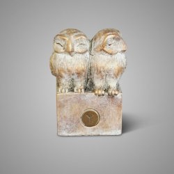 2 Owls At Statue Jewel D.14 H.19