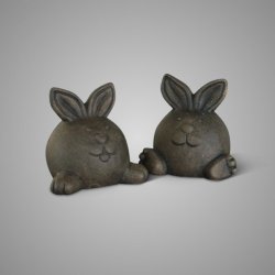 Set Of 2 Funny Rabbits Majestic Brown D.13 H.12-8