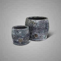 Set Of 2 Planters Large  Basalt D.25-18 H.22-16