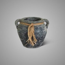 Planter Two Ears With Rope Basalt M D.21 H.27