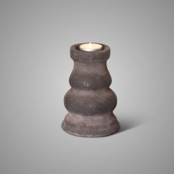 Dinnercandleholder Basic Stone Black S D.10 H.15