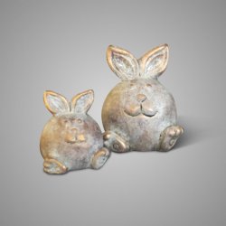 Set Of 2 Funny Rabbits Jewel D.11-7 H.12-9