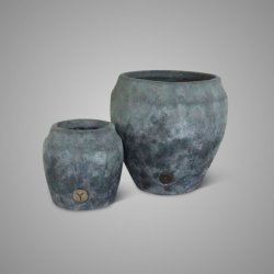 Set of 2 Planters Luxury BRYNXZ Stone Black D.27-17 H.26-17