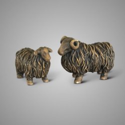 Set Of 2 Hairy Sheep Majestic Brown D.20-15 H.14-12