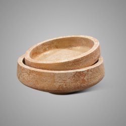 Set of 2 Plates Edge Limestone Gold D.33-30 H.12-9